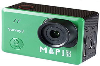 A green mopir survey3 camera with a black lens