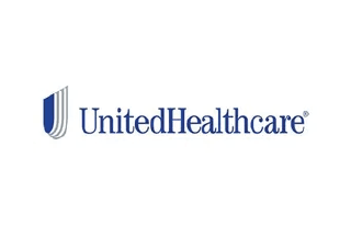 UnitedHealthcare logo with blue curved lines on a white background.
