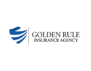 Golden Rule Insurance Agency logo: blue shield with angled lines, company name.