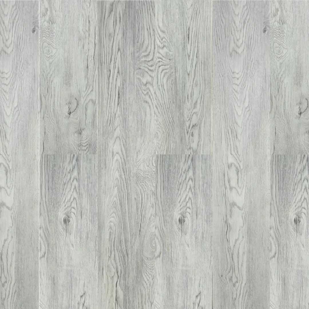 A close up of a gray LVP wooden floor.