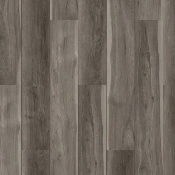 A close up of a gray LVP wooden floor.