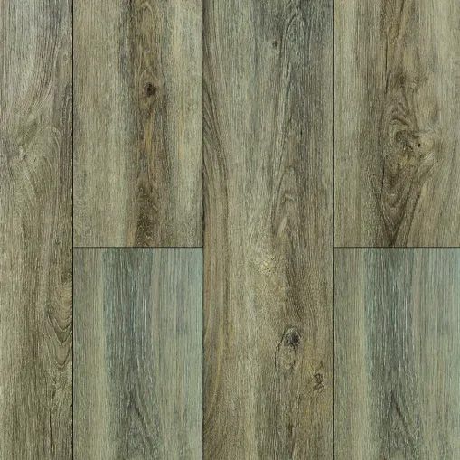 A close up of a LVP wooden floor with a gray border.