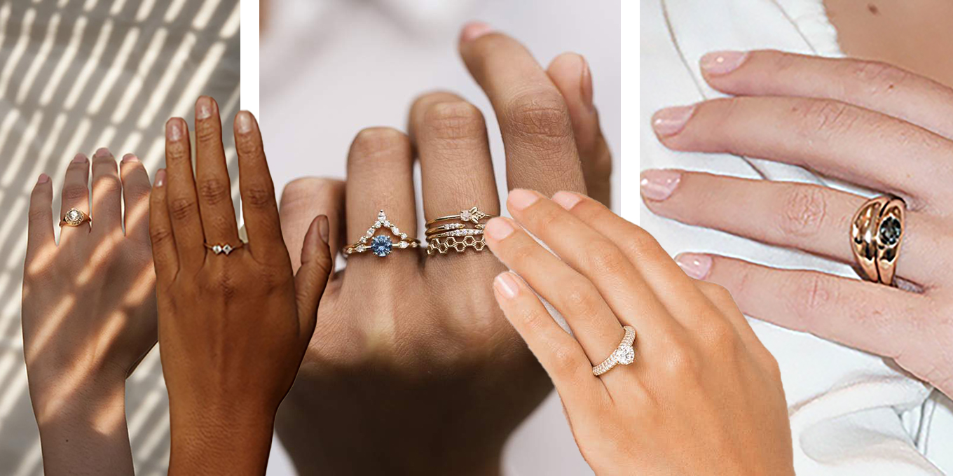 A group of people wearing rings on their fingers.