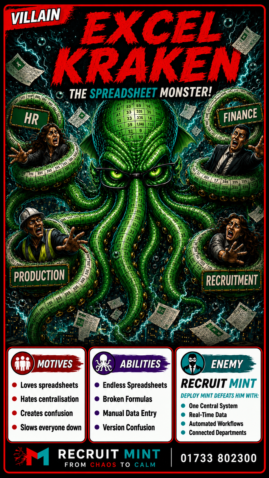 Excel Kraken The Spreadsheet Monster character card