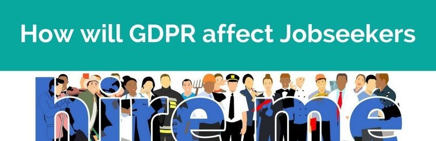 Banner reading “How will GDPR affect Jobseekers” with cartoon figures and the LinkedIn logo.