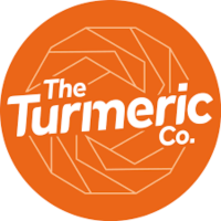 The Turmeric Co. logo in white on an orange circular background