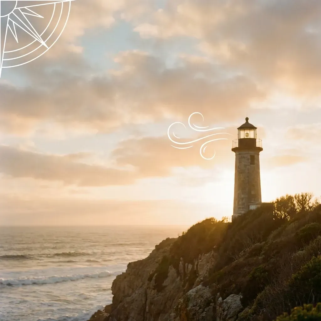 Uplifting image of a lighthouse symbolizing a leader standing on the edge of a new horizon.