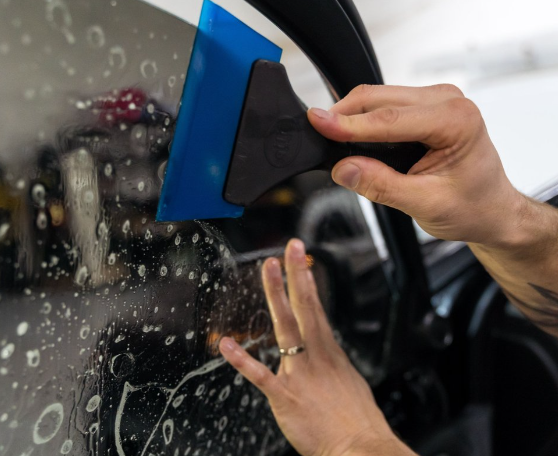 professional car window tint application