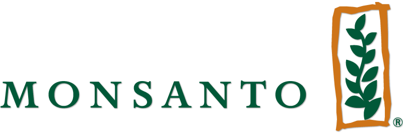 Um logotipo da monsanto com uma planta em um quadrado