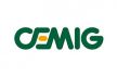 Um logotipo verde e branco para a Cemig em um fundo branco.