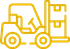 Um desenho amarelo de uma empilhadeira carregando uma pilha de caixas.