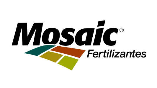 O logotipo da fertilizantes em mosaico está em um fundo branco.