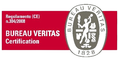 Logo di Bureau Veritas Certification con fascia rossa, testo bianco e sigillo circolare con la scritta 1828