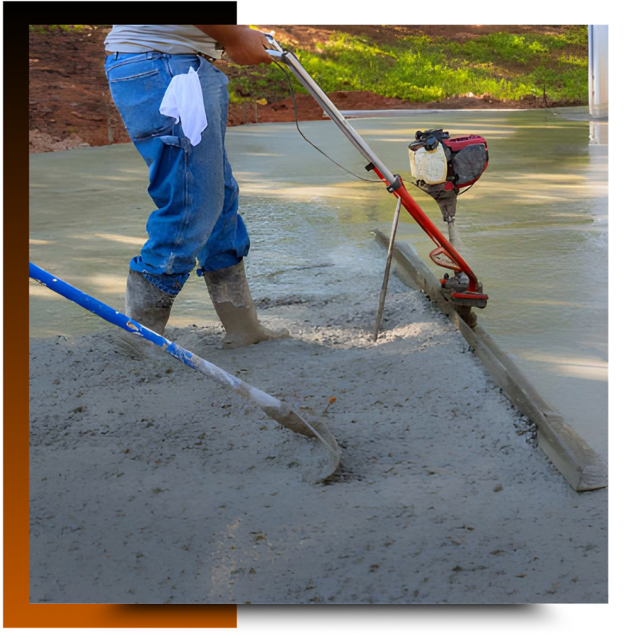 Man is working on a pavement