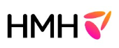 HMH logo with black letters and pink-orange abstract mark