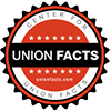 The logo for union facts is a red and black circle with stars on it.