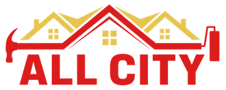 ALL CITY logo with red text and yellow rooftop house graphic