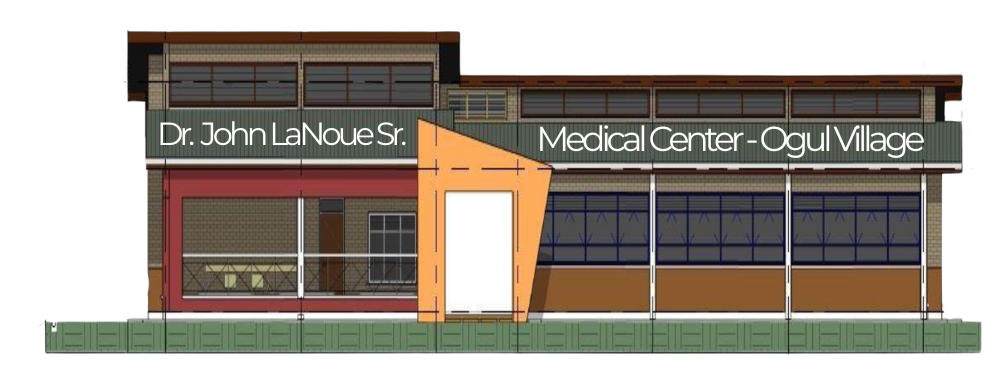 Medical center building with text