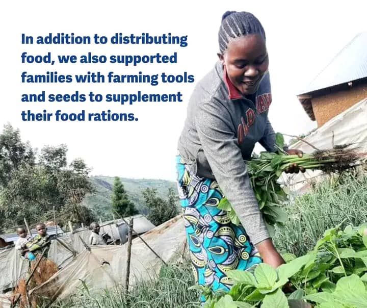 Woman harvesting greens; text states 