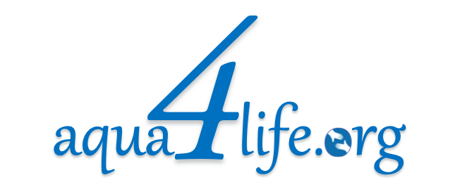 A blue and white logo for aqua life.org