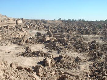 A desert landscape with a lot of rocks and dirt