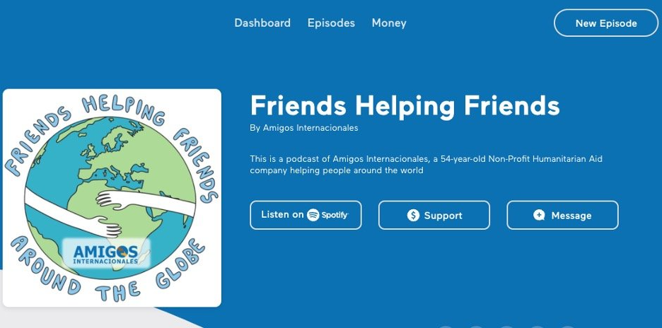 The homepage of a website called friends helping friends