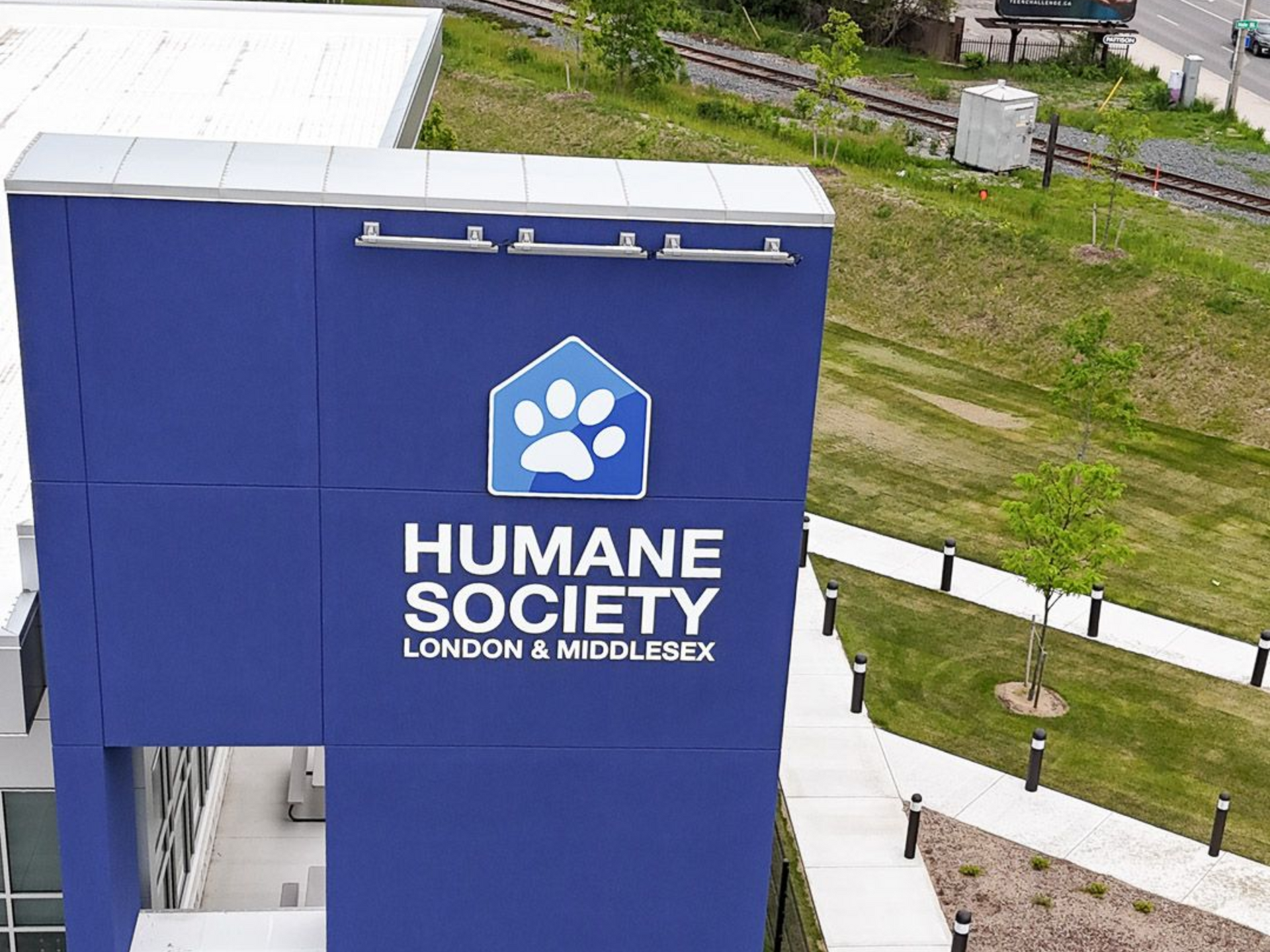 Blue building with 