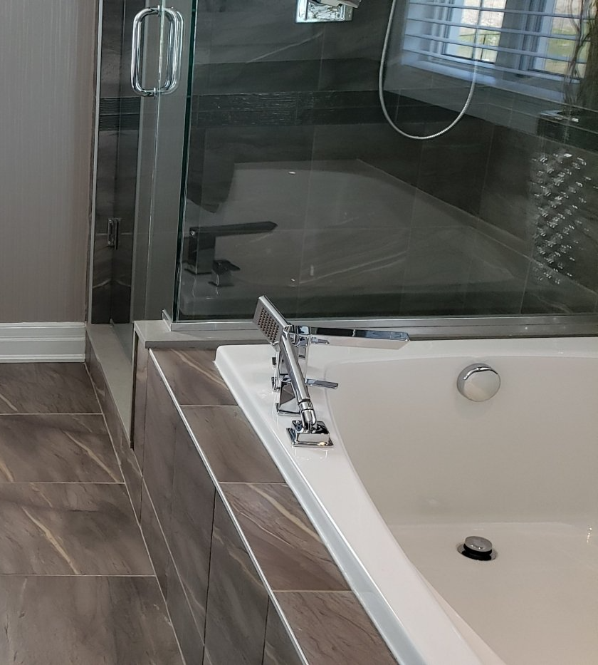 newly renoavated bathroom glass shower