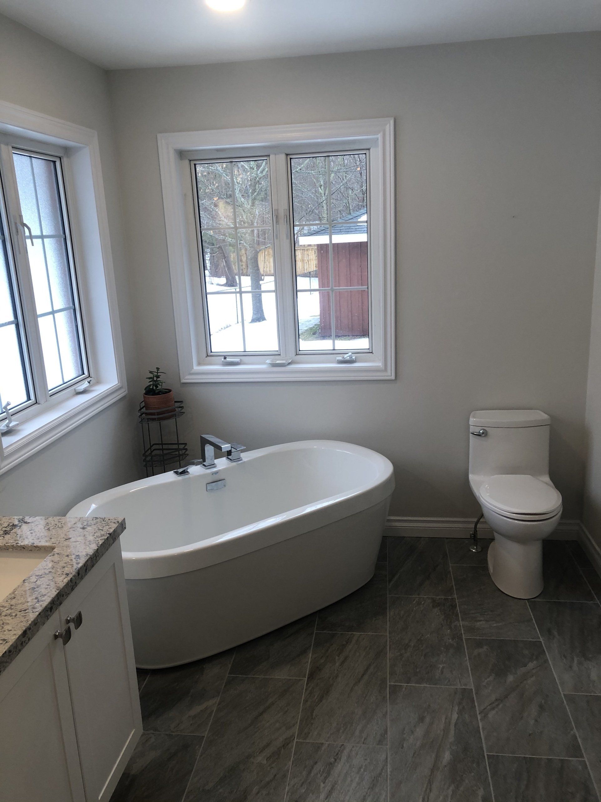 newly renovated bathroom glass shower