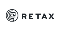 Um logotipo preto e branco para imposto sobre fundo branco.