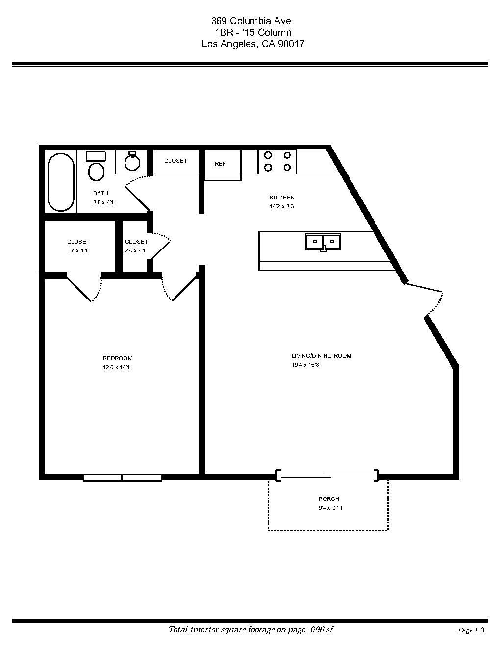 Tuscani Villas One Bedroom floor plan