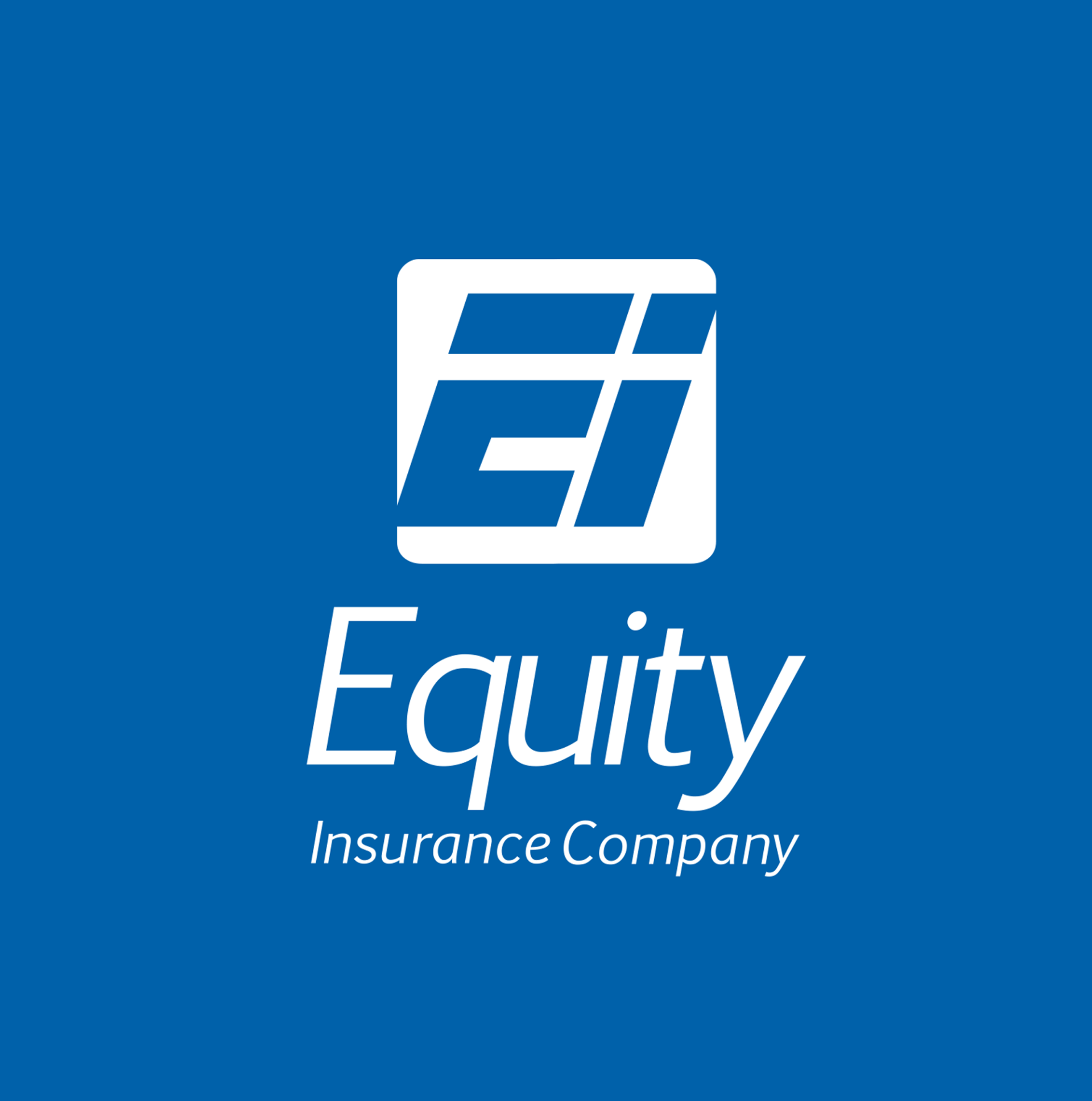 Equity insurance company logo on a blue background