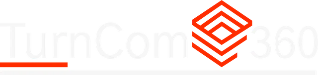 TurnCom 360 logo with a red line and a geometric design.