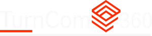 TurnCom 360 logo with a red line and a geometric design.