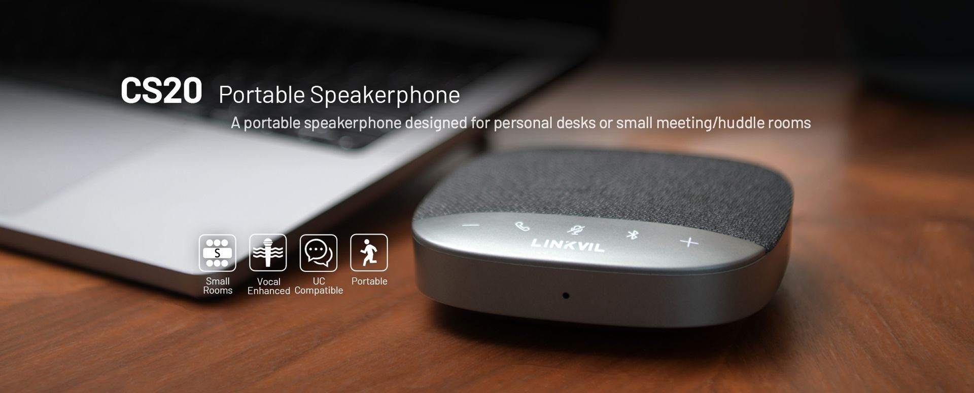 Fanvil LINKVIL CS20 portable speakerphone on a meeting table