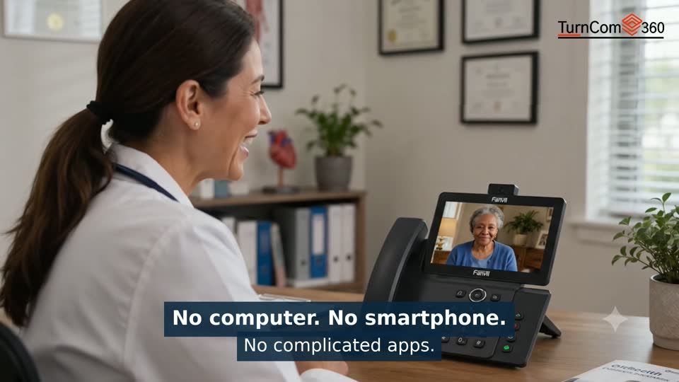 Provider-side illustration from the Turncom360 one-button Telehealth demonstration