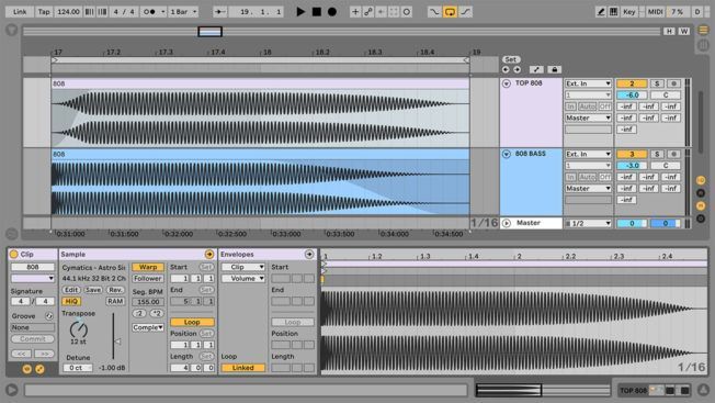 A computer screen with a bunch of tracks on it