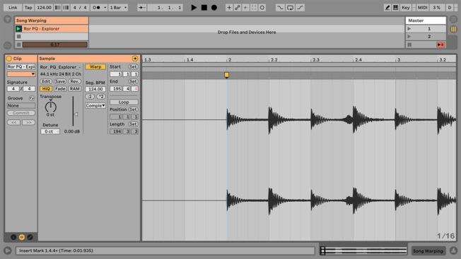 A computer screen shows a few lines of sound