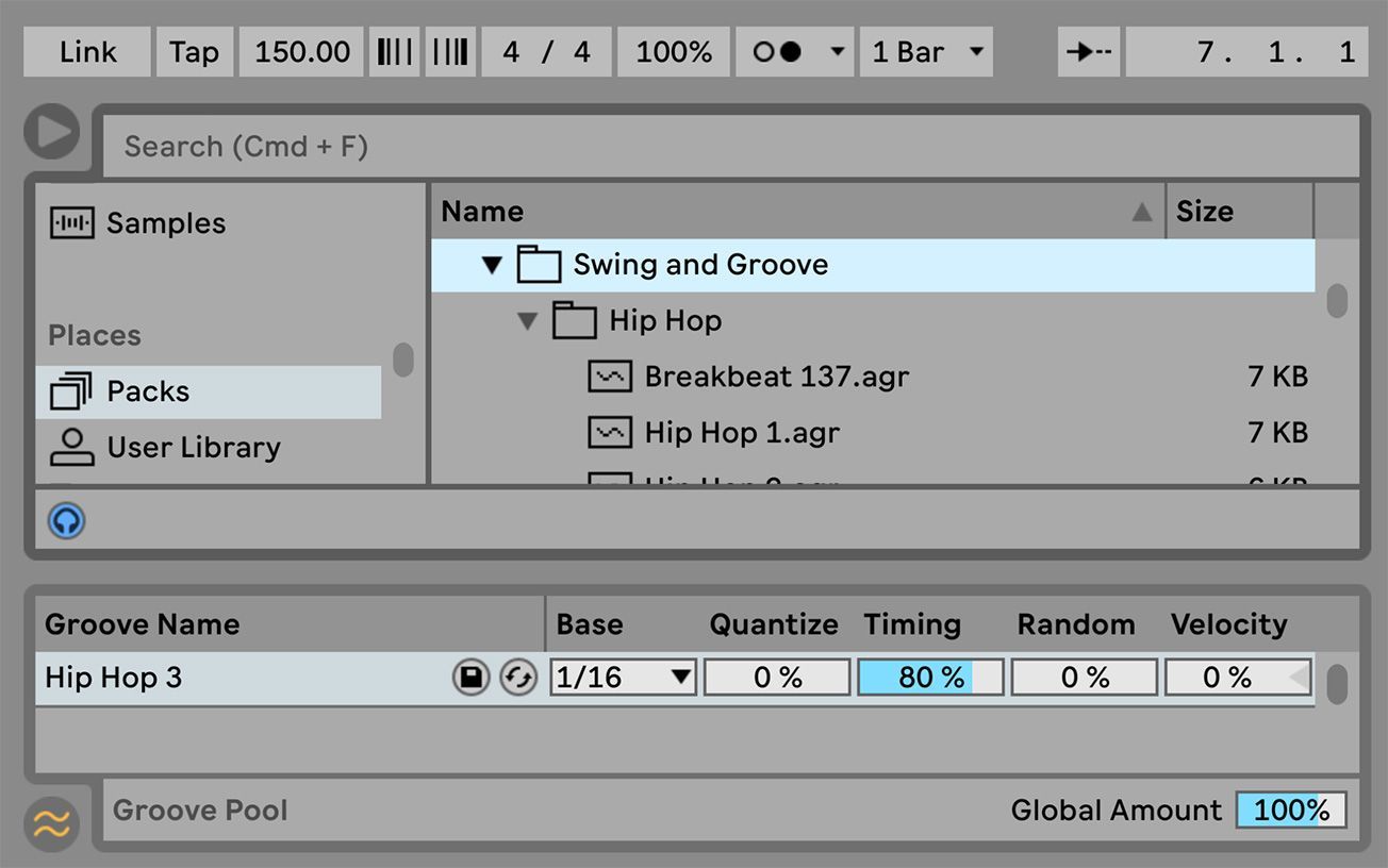 A screenshot of a program called swing and groove