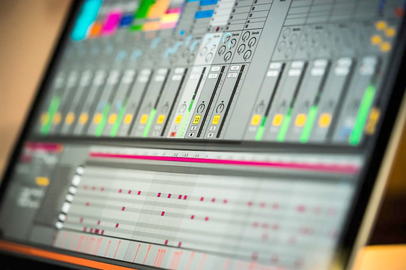 A close up of a computer screen with a mixer on it.
