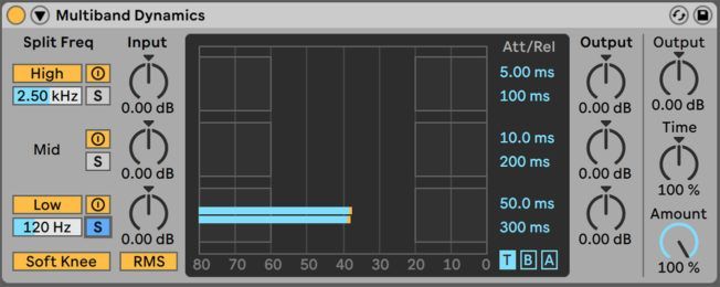 A screenshot of a multiband dynamics program