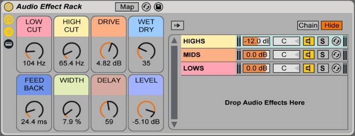 A screenshot of a program called audio effect rack