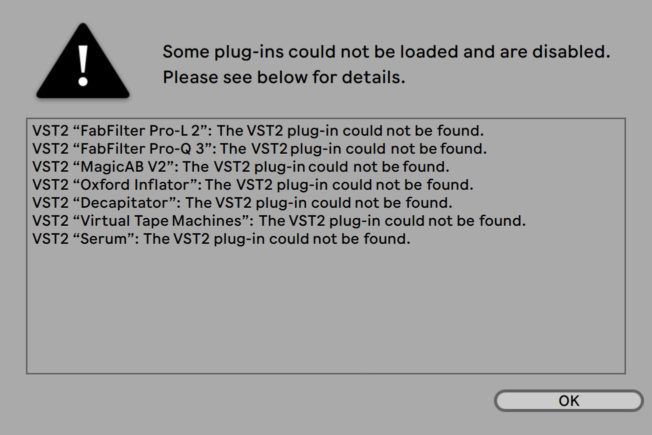 A computer screen that says some plug-ins could not be loaded and are disabled