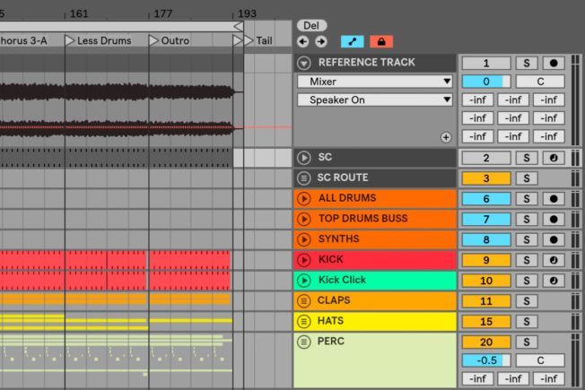 A computer screen shows a reference track for a song