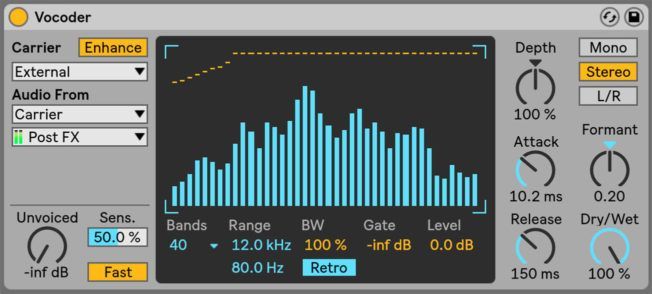 A screen shot of a program called vocoder