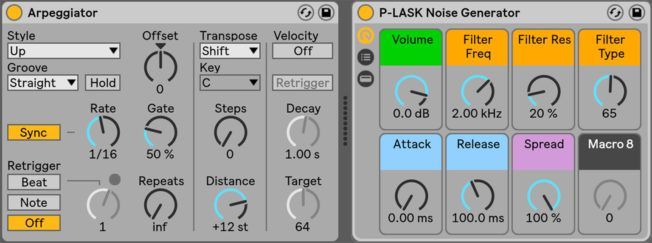 A screenshot of a program called p-lak noise generator