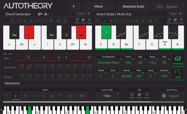 A screenshot of an autotheory chord generator
