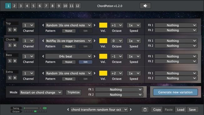A screenshot of a program that allows you to change chords