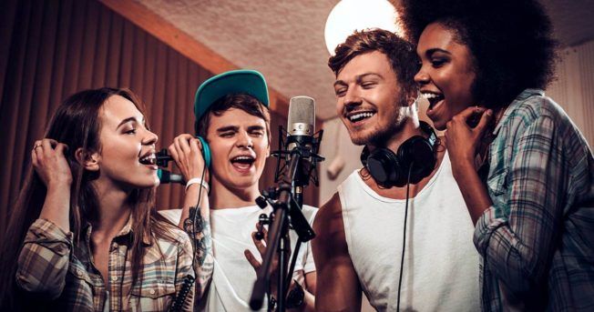 people singing in studio
