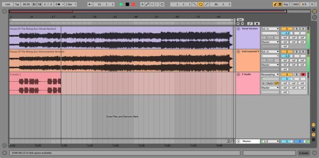 A computer screen with a bunch of tracks on it